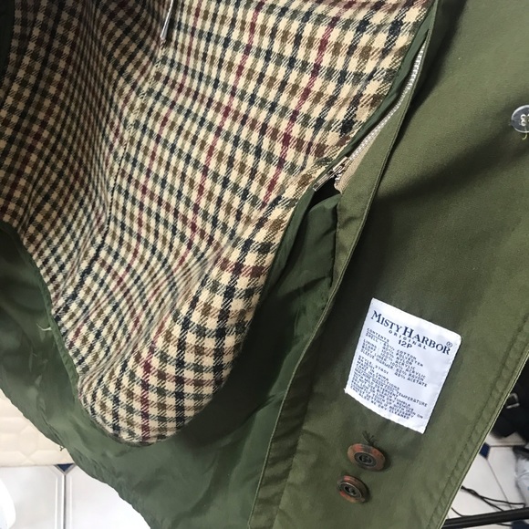 MISTY HARBOR Vintage Trench Coat w/Scarf Green 12P - Picture 6 of 8